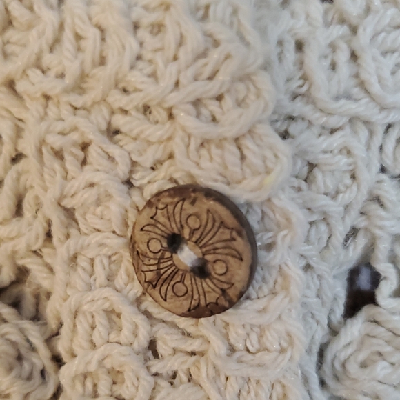 Rebellion Again Crochet Crop Tank Top Sunflowers‎ Cream M Button Cottagecore - Picture 9 of 10